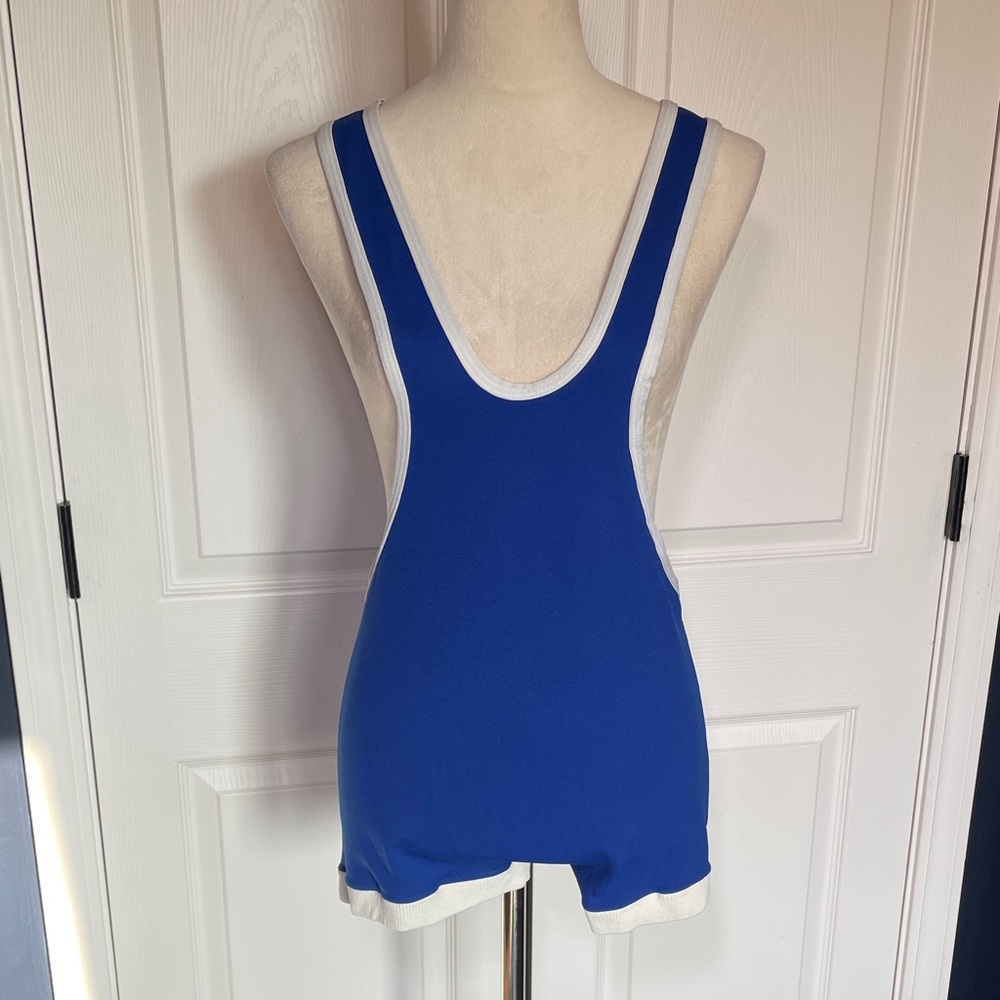 Vintage Henson Co. Blue Scoop-Back Athletic Singlet White Trim Size Medium